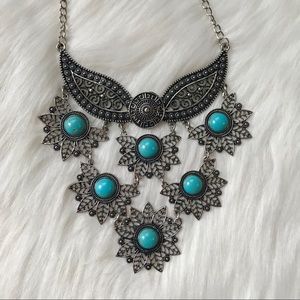 Turquoise and Silver Statement Necklace